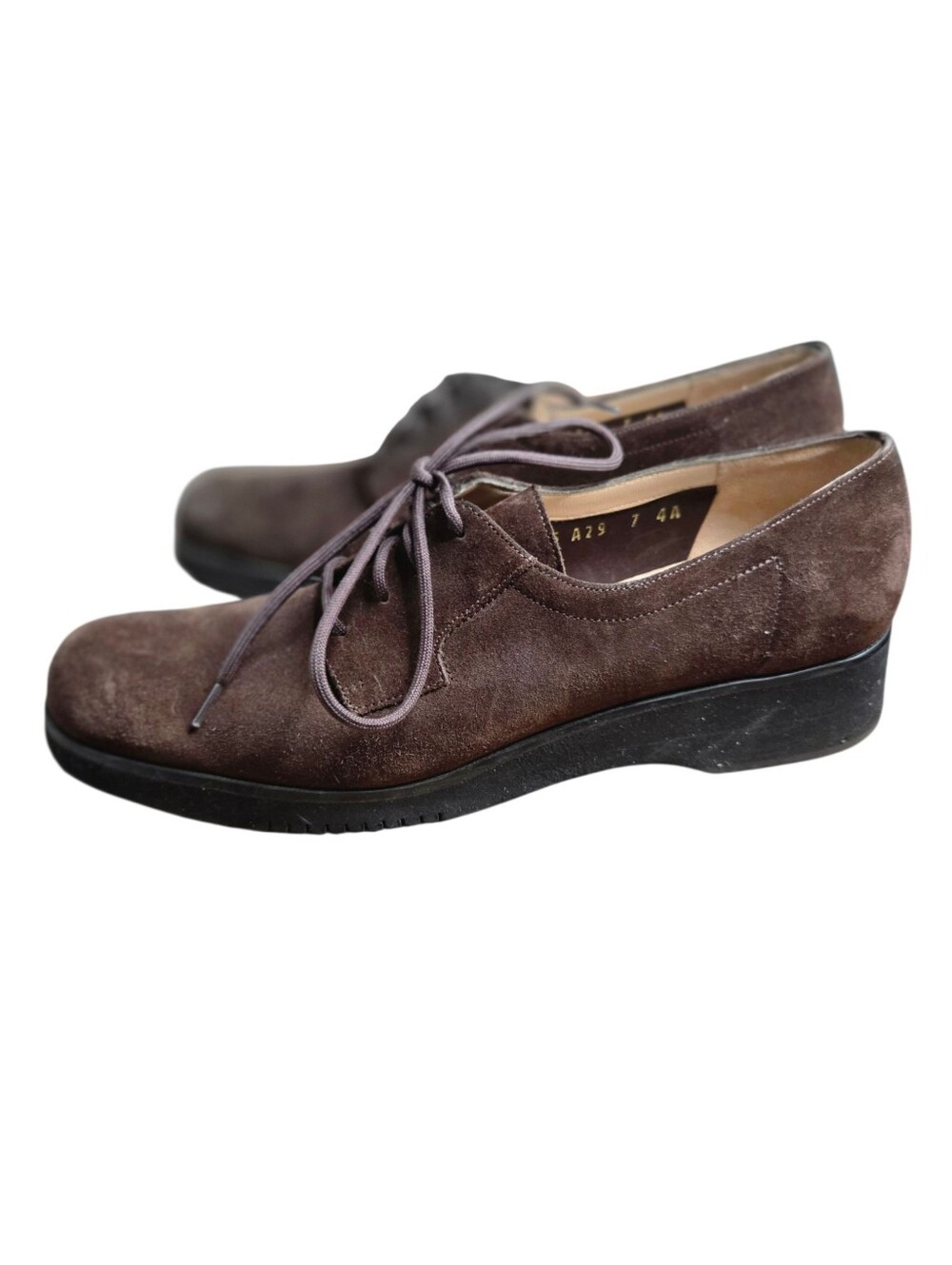 Salvatore Ferragamo Atto Suede Oxford Shoes Women 7  4A Narrow Brown Italy Lux